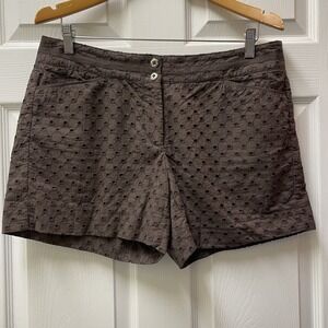 White House‎ Black Market Women's Size 10 brown eyelet lace chino shorts